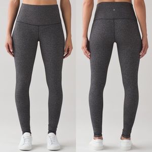 Lululemon Herringbone Gray Knit High Rise Wunder Under Leggings Womens Size 4